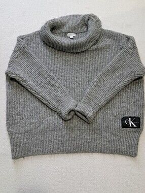 Calvin Klein Jeans Chunky Knit Sweater Womens Size Medium Grey Oversized Cozy